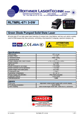 RLTMRL-671 Datasheet PDF Roithner LaserTechnik GmbH