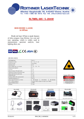 RLTMRL-685 Datasheet PDF Roithner LaserTechnik GmbH