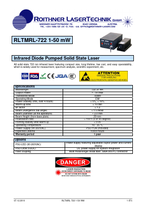 RLTMRL-722 Datasheet PDF Roithner LaserTechnik GmbH