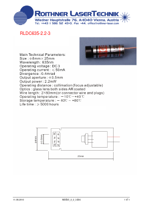 RLDC635-2.2-3 Datasheet PDF Roithner LaserTechnik GmbH