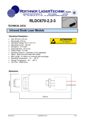 RLDC670-2.2-3 Datasheet PDF Roithner LaserTechnik GmbH