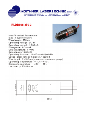 RLDB808-350-3 Datasheet PDF Roithner LaserTechnik GmbH