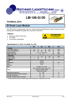 LM-106-G130 Datasheet PDF Roithner LaserTechnik GmbH