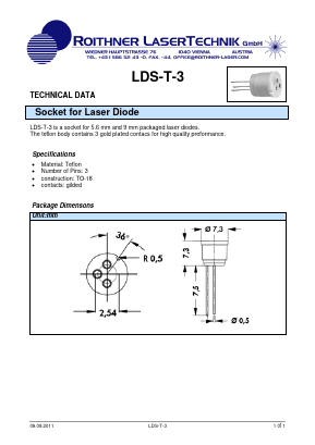 LDS-T-3 Datasheet PDF Roithner LaserTechnik GmbH