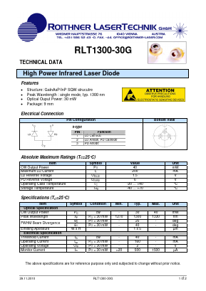 RLT1300-30G Datasheet PDF Roithner LaserTechnik GmbH