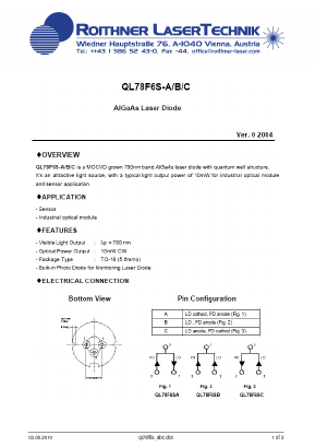 QL78F6S-B Datasheet PDF Roithner LaserTechnik GmbH