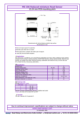 MS-106-2 Datasheet PDF Reed Relays and Electronics