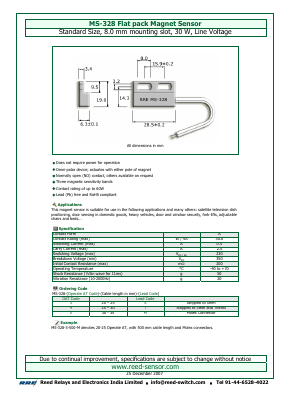 MS-328-4 Datasheet PDF Reed Relays and Electronics