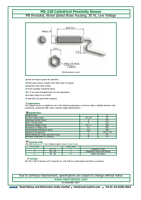 MS-228-5 Datasheet PDF Reed Relays and Electronics