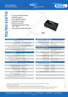 RS2-0503E10A3 Datasheet PDF RSG Electronic Components GmbH