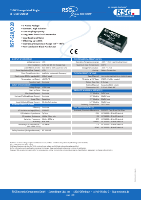 RS7-1205D20A5 Datasheet PDF RSG Electronic Components GmbH