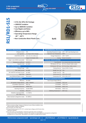 RD1-0518S15AX Datasheet PDF RSG Electronic Components GmbH