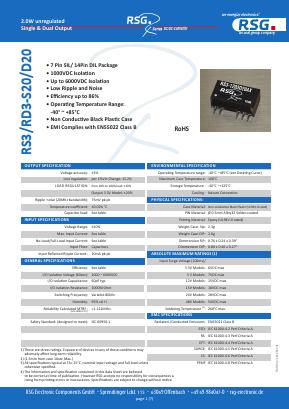 RD3-1205D20AX Datasheet PDF RSG Electronic Components GmbH