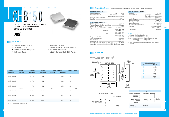 CHB150-48S15 Datasheet PDF RSG Electronic Components GmbH