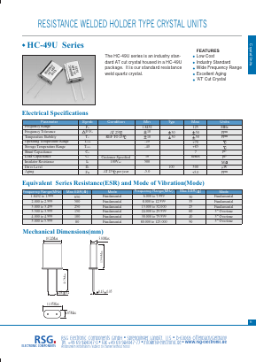 HC-49U Datasheet PDF RSG Electronic Components GmbH