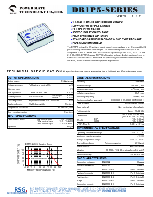 DR1P5-05D05 Datasheet PDF RSG Electronic Components GmbH