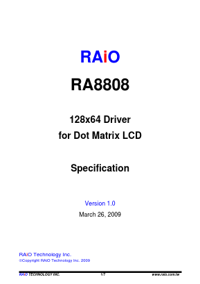 RA8808 Datasheet PDF RAIO