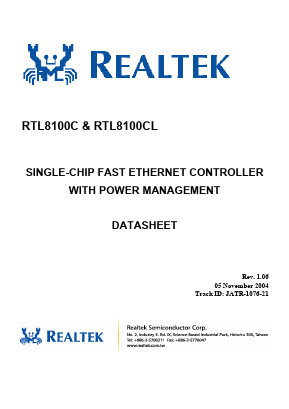 RTL8100CL-LF Datasheet PDF Realtek Semiconductor