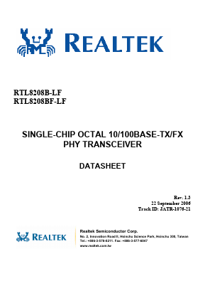RTL8208B-LF Datasheet PDF Realtek Semiconductor