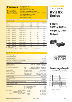 RY-0505D/P Datasheet PDF RECOM Electronic GmbH