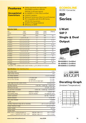RP-3.305S Datasheet PDF RECOM Electronic GmbH