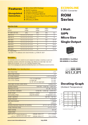 ROM-0512S Datasheet PDF RECOM Electronic GmbH