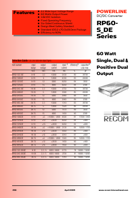 RP60-2412SE Datasheet PDF RECOM Electronic GmbH