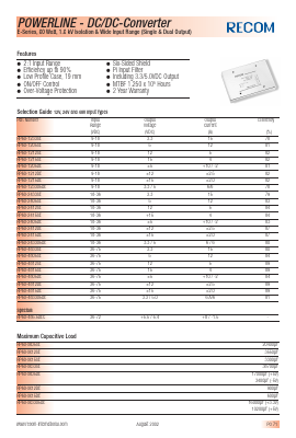 RP60-XX05SE Datasheet PDF RECOM Electronic GmbH