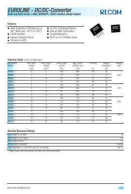 R05N05 Datasheet PDF RECOM Electronic GmbH