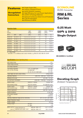 RL-1512D Datasheet PDF RECOM Electronic GmbH