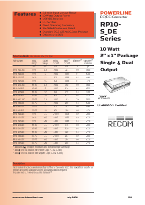 RP10-483.3SEP Datasheet PDF RECOM Electronic GmbH