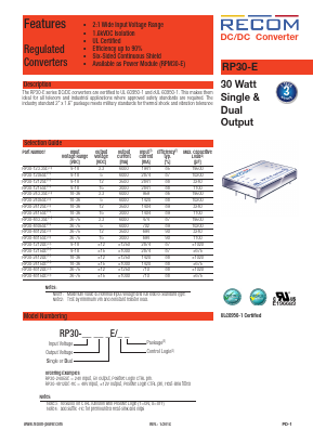 RP30-2412SE Datasheet PDF RECOM Electronic GmbH