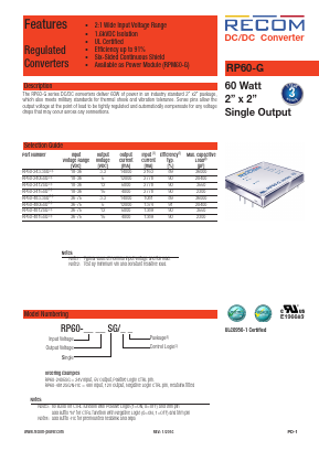 RP60-483.3SG/N-HC Datasheet PDF RECOM Electronic GmbH