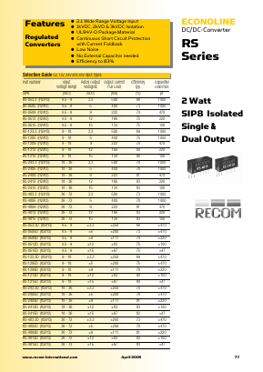 RS-243.3 Datasheet PDF RECOM Electronic GmbH