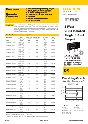 RS-2405DH3 Datasheet PDF RECOM Electronic GmbH