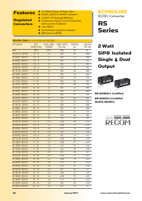 RS-2405S/H2 Datasheet PDF RECOM Electronic GmbH