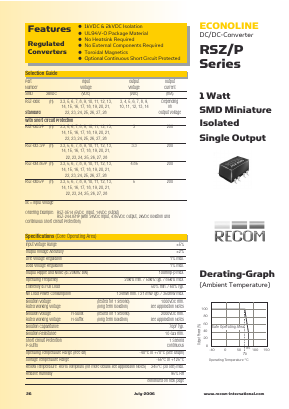 RSZ-0509HP Datasheet PDF RECOM Electronic GmbH