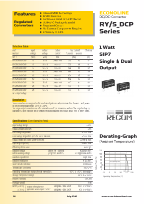 RY-1215DCP Datasheet PDF RECOM Electronic GmbH