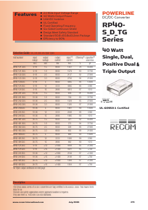 RP40-1205SG_06 Datasheet PDF RECOM Electronic GmbH