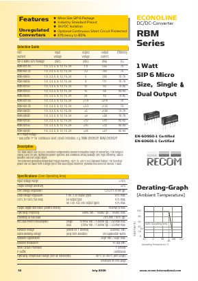 RBM-1.81.8S/P Datasheet PDF RECOM Electronic GmbH