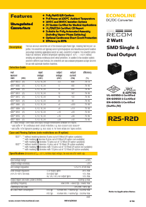 R2D10-1524 Datasheet PDF RECOM Electronic GmbH