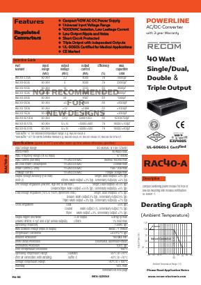 RAC40-3.3SA Datasheet PDF RECOM Electronic GmbH