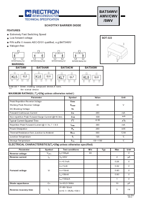 BAT54AWV Datasheet PDF Rectron Semiconductor