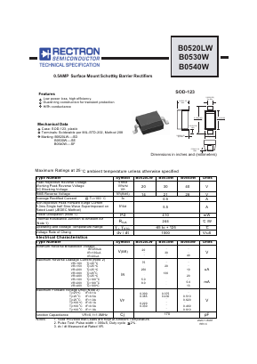 B0530W Datasheet PDF Rectron Semiconductor