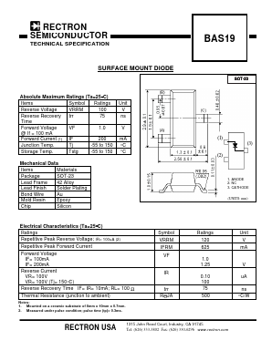 BAS19 Datasheet PDF Rectron Semiconductor