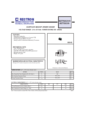 BZT52C10 Datasheet PDF Rectron Semiconductor
