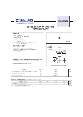 MMBT3904 Datasheet PDF Rectron Semiconductor