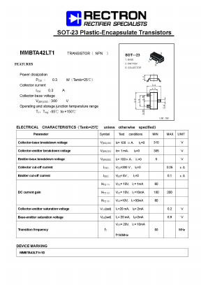 MMBTA42LT1 Datasheet PDF Rectron Semiconductor
