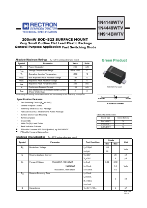 1N4448WTV Datasheet PDF Rectron Semiconductor