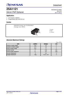 2SA1121 Datasheet PDF Renesas Electronics